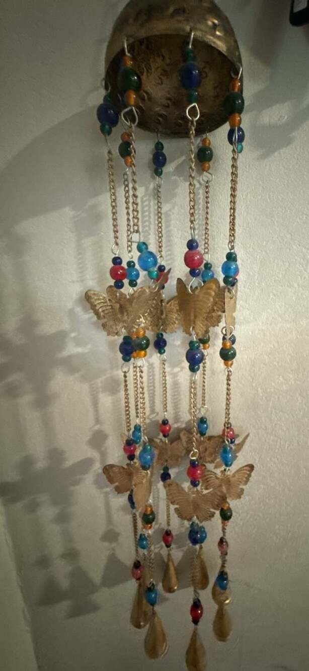 Butterfly Wind Chime with Beads and Metal Bells